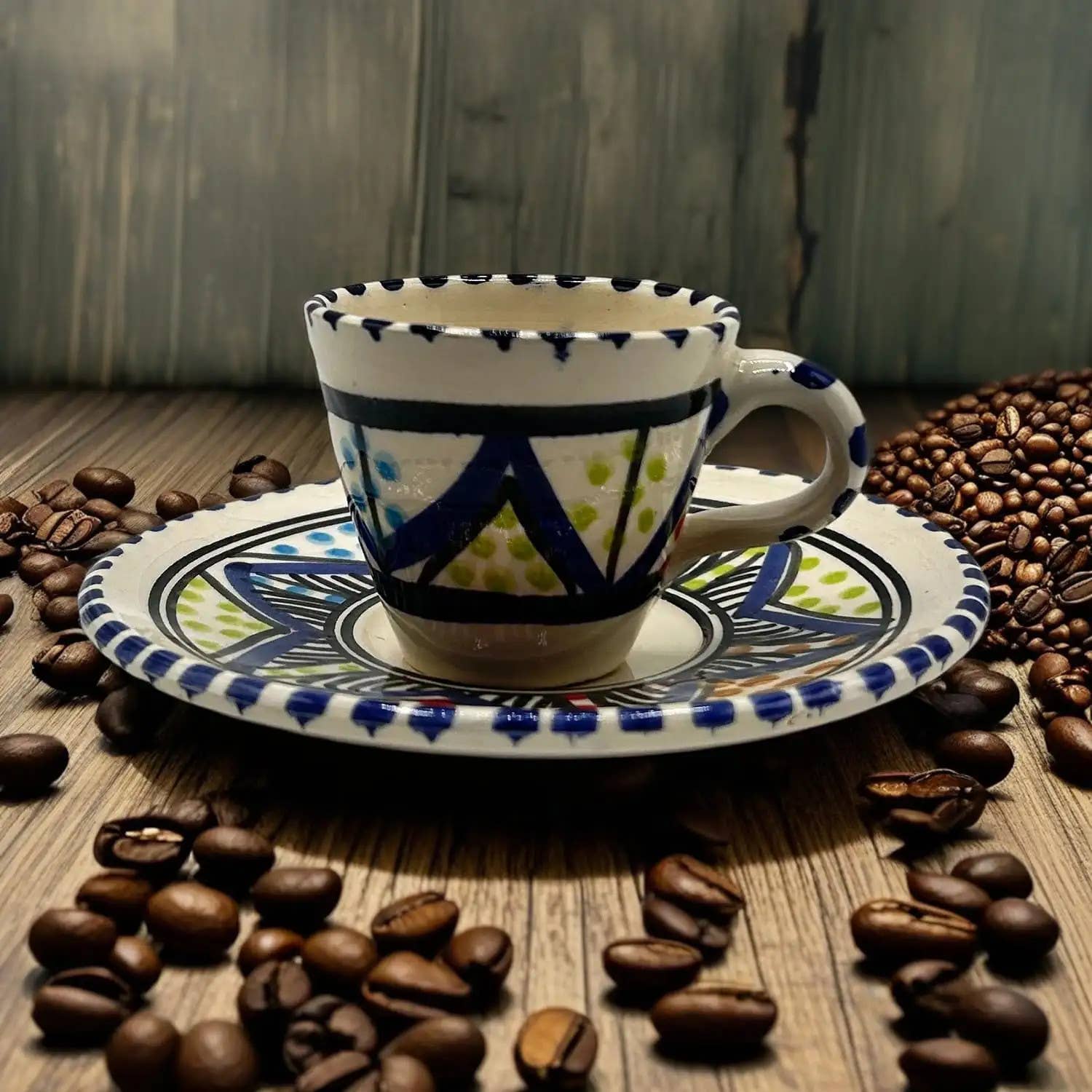 Etnico del Mondo - Wholesale Coffee/Tea Cup - Pair of Handmade Tunisian Ceramic Coffee Cups #12