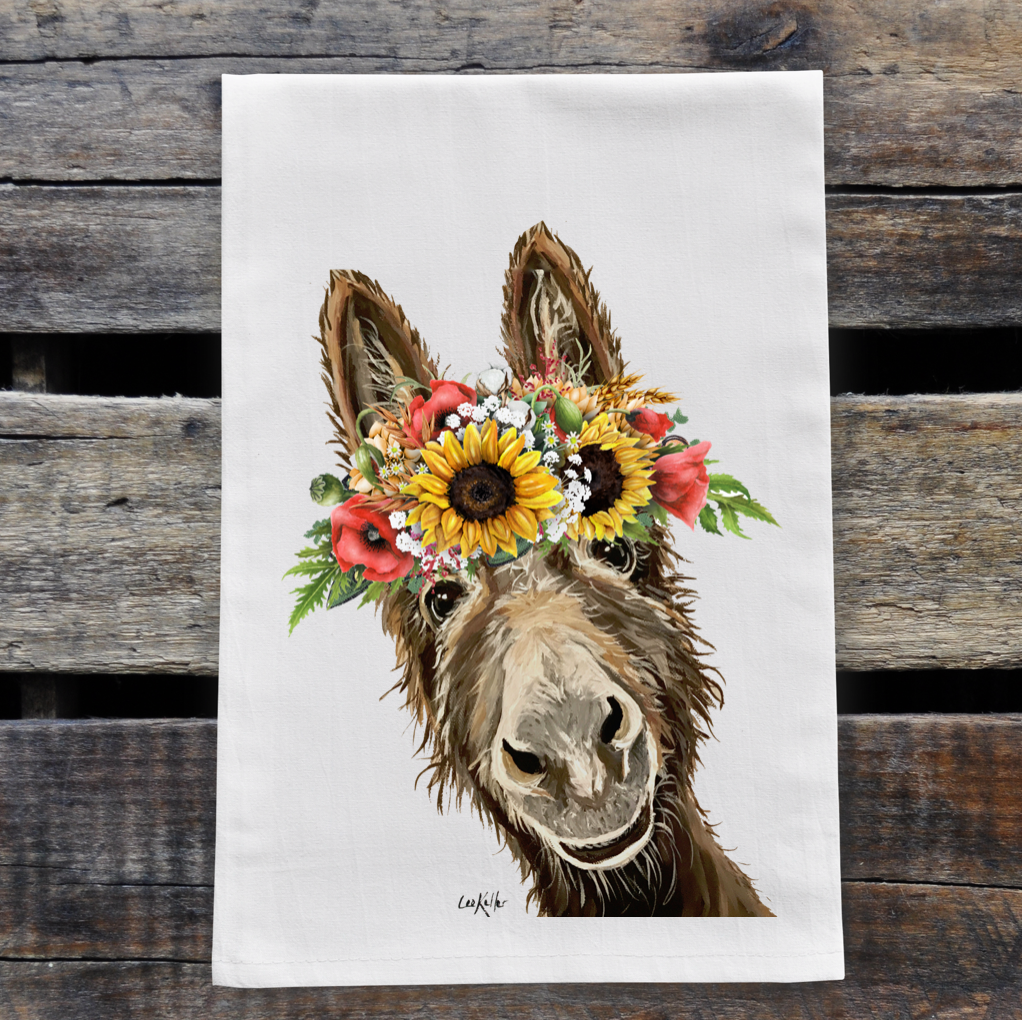 Spring Flowers Fox Towel, Farmhouse Kitchen Decor – Hippie Hound