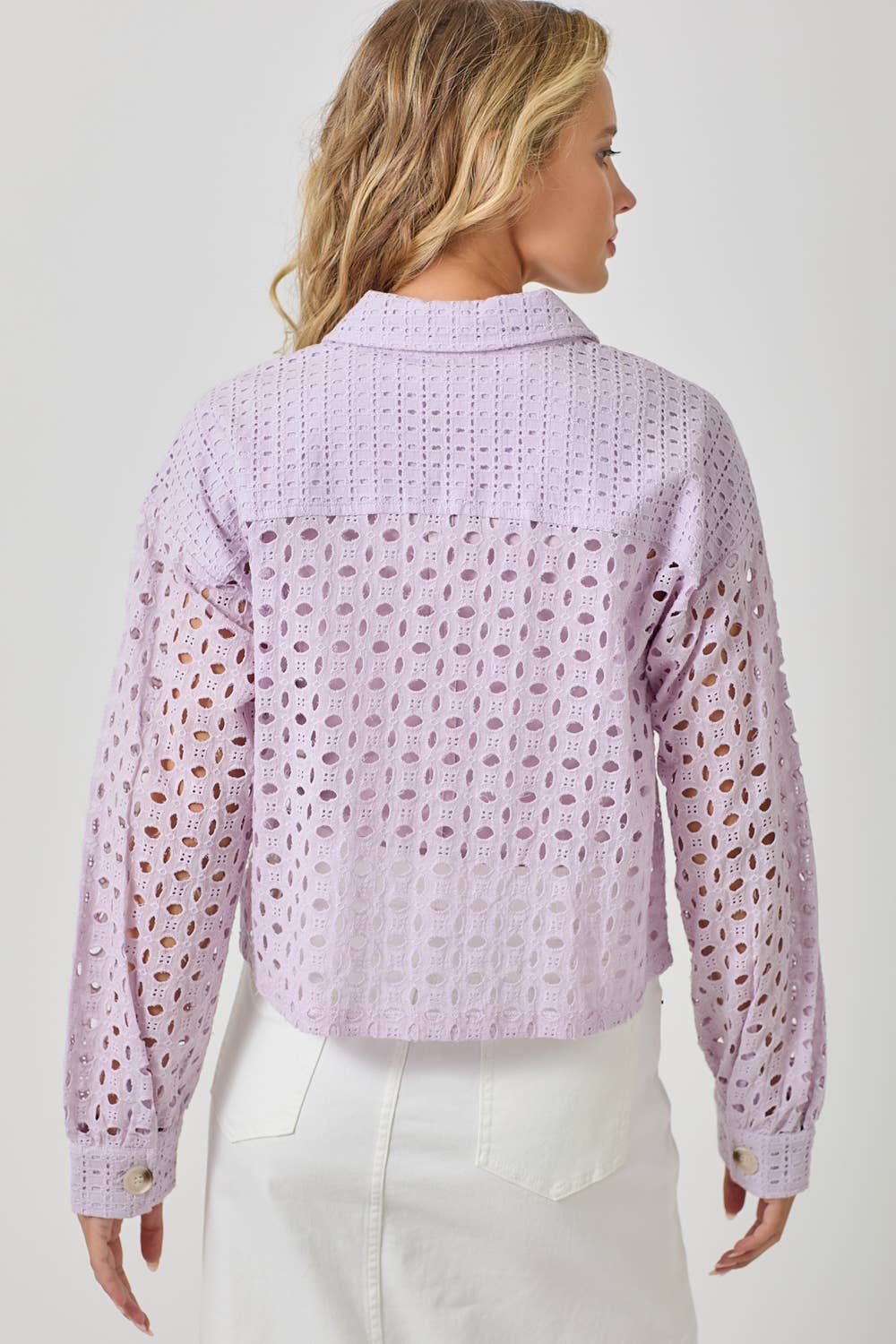 Mystree - Wholesale Jacket - Women's - 61096 Button Down Mixed Eyelet Jacket 21