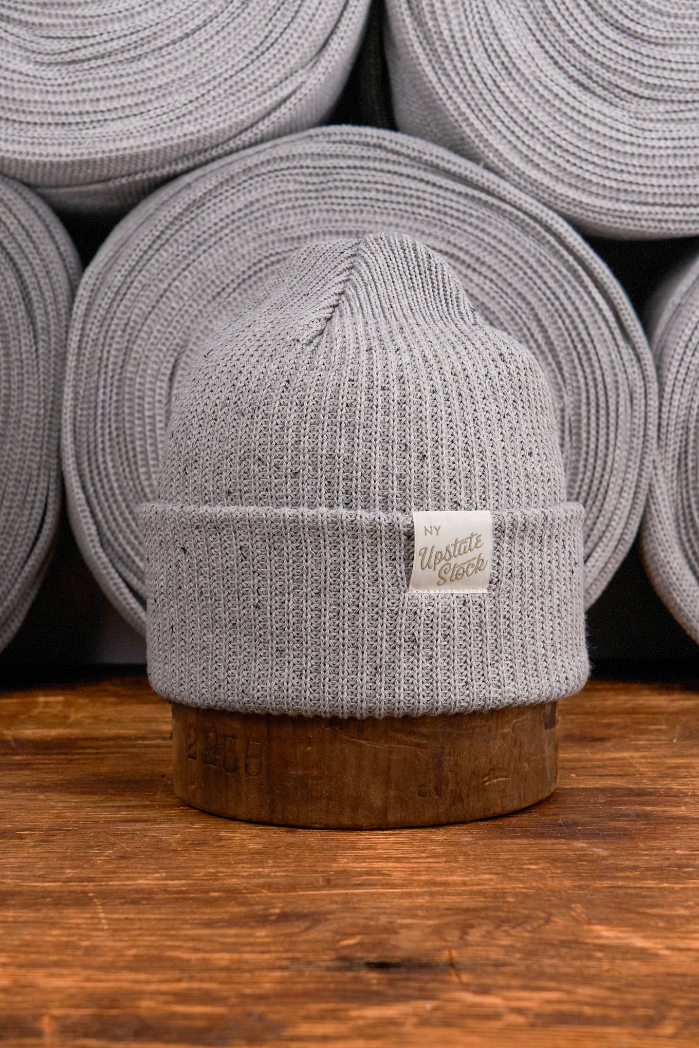 Upstate Stock – wholesale Beanie – Unisex – Grey Fleck Super Fine Upcycled Cotton Watchcap2