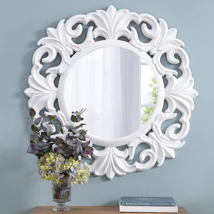 Miroir mural rond d'accent de style campagnard français D39,5x2" - Blanc pour la vente par A&B Home Group Inc.