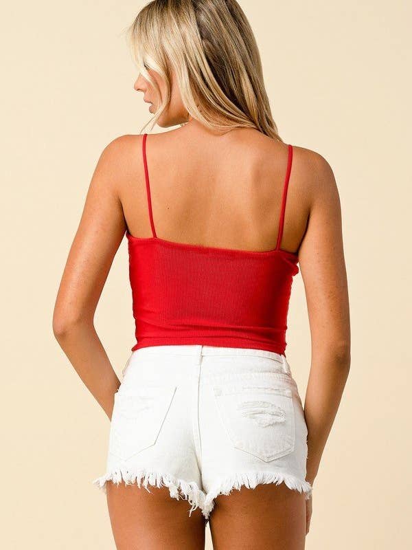 Red RC44567 -OTTOMAN RIB CAMI TOP for wholesale on Faire
