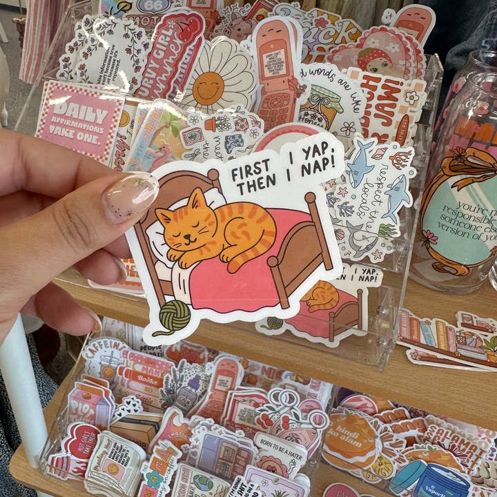 First I Yap Then I Nap Sticker for wholesale by amarieacreates
