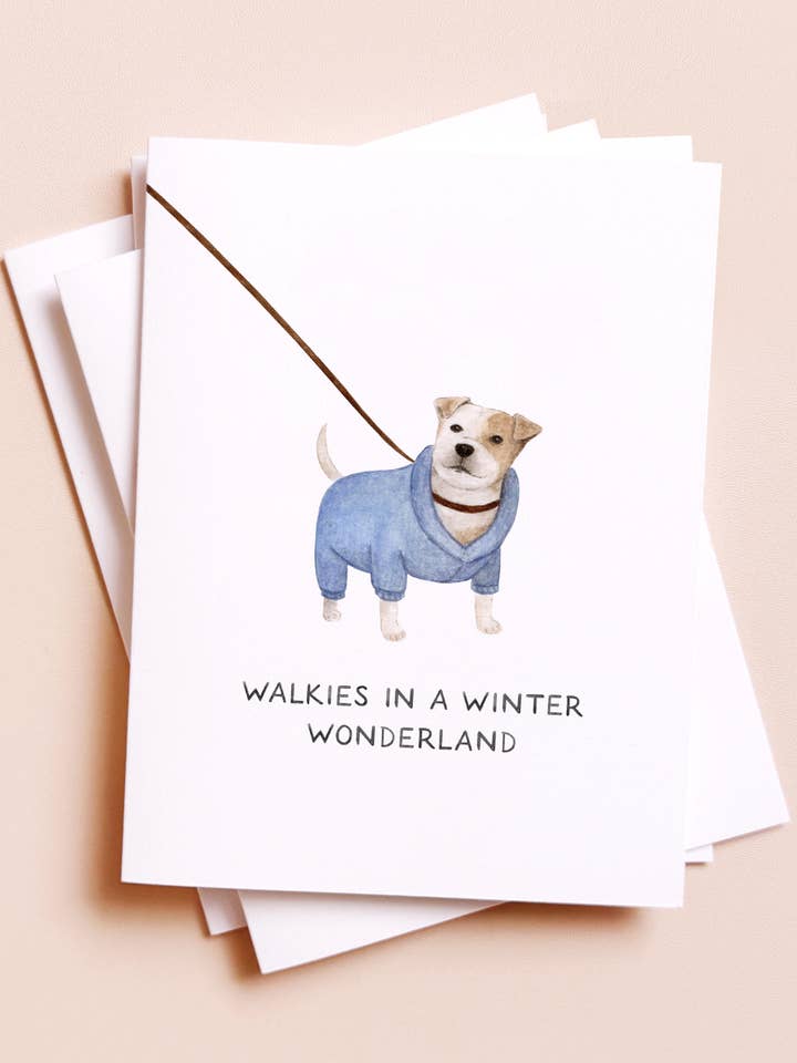 Walkies In A Winter Wonderland — Dog Lovers Christmas Card for wholesale by Amy Zhang