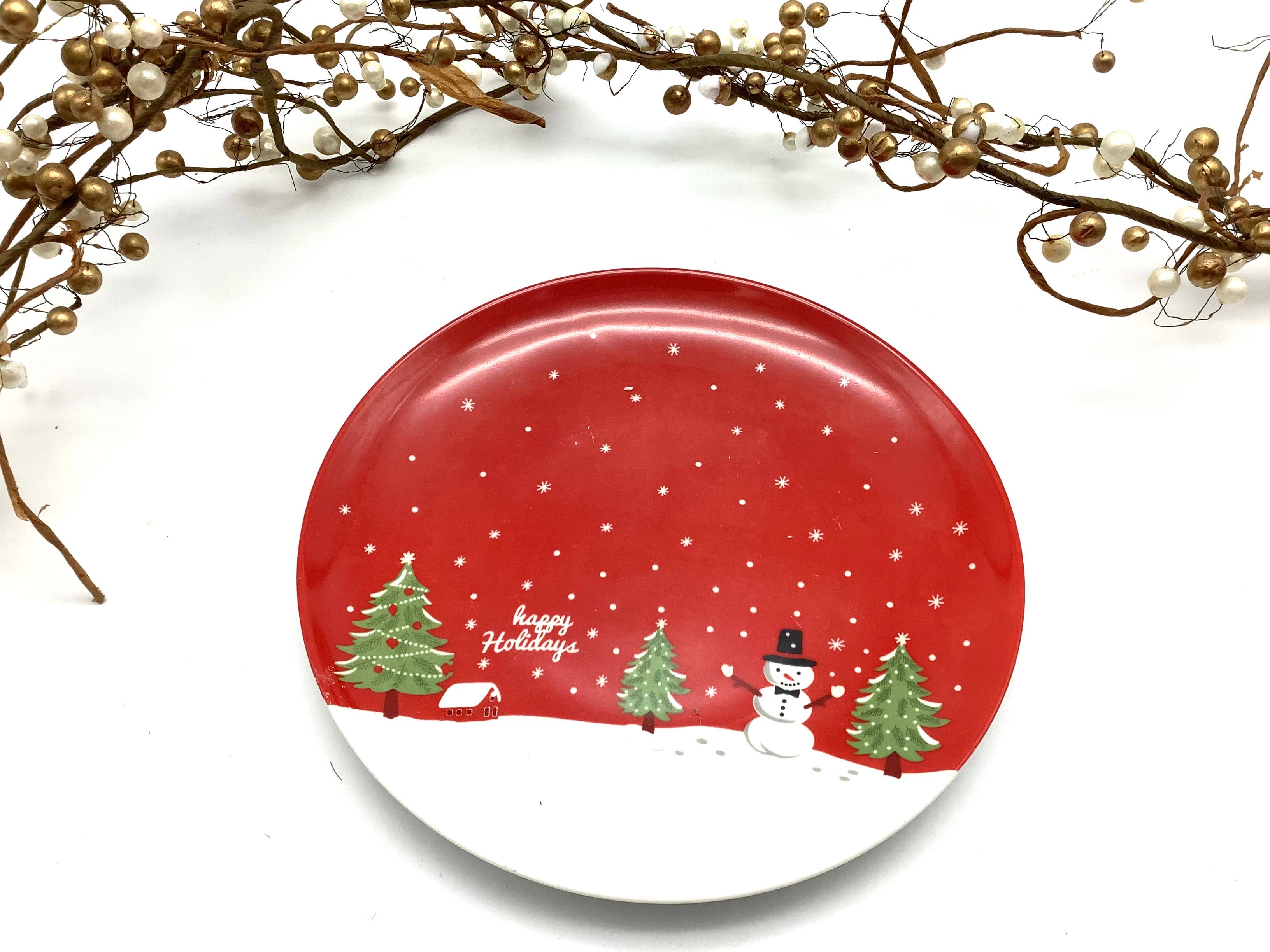 All Little Cute Things - Wholesale Salad Plate - Christmas Happy Holiday Snowman salad Cake Side Plate2