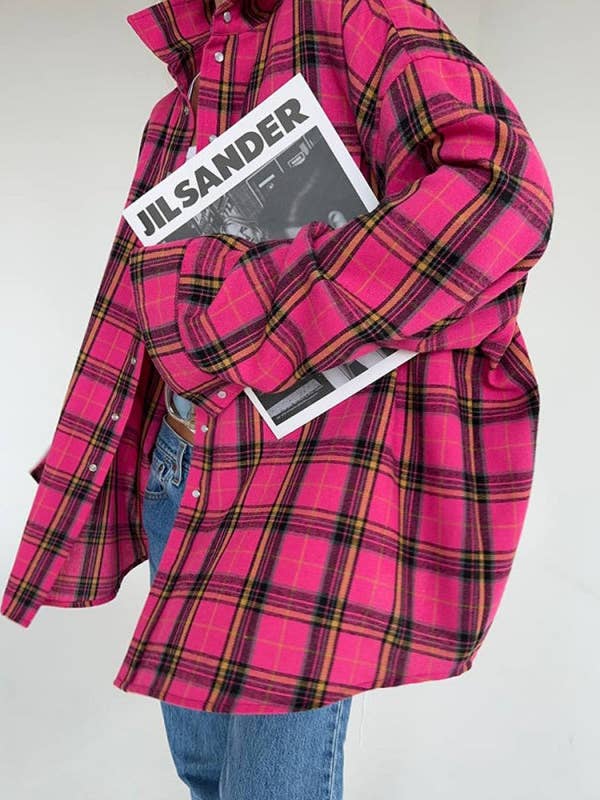 Överdimensionerad rutig kappa med knappar för wholesale av AZSHOP Trading LLC