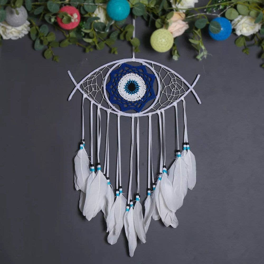 Guzel Handcrafts – Großhandel Traumfänger – Großer Wandbehang Traumfänger mit bösem Blick Nazar Boncuk Mal De Ojo und Federn, Moderner Boho-Stil Wohnkultur – Schneller Versand!3