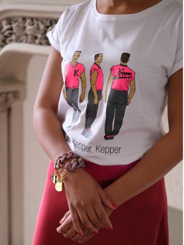 ORIGINAL LOGO WOMEN'S T-SHIRT WHITE/PINK for wholesale by Kepper 1982