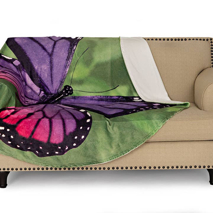 The Fun Home Novelty Company - Venta al por mayor Mantas de sofá - Manta redonda tradicional mariposa púrpura 68 «diámetro