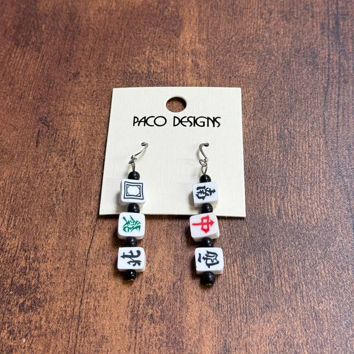 Fun Mahjong Dangle Earrings for wholesale by Paco Designs