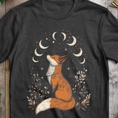 Upside Down Owl Farm - Wholesale Screen Printed T-Shirt - Women's - Folklore Fox & Lunar Phases Shirt and Sweatshirt - Bohemian 8