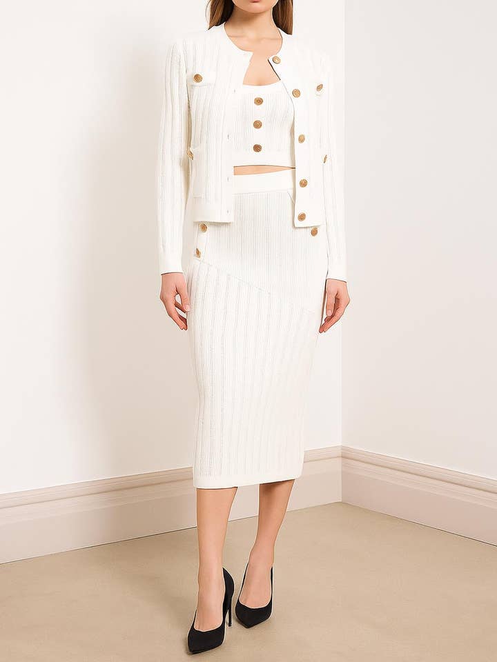 Set da ufficio a maglia tinta unita 3 pezzi DP25G545 per la vendita all'ingrosso da parte di Dipped Shop