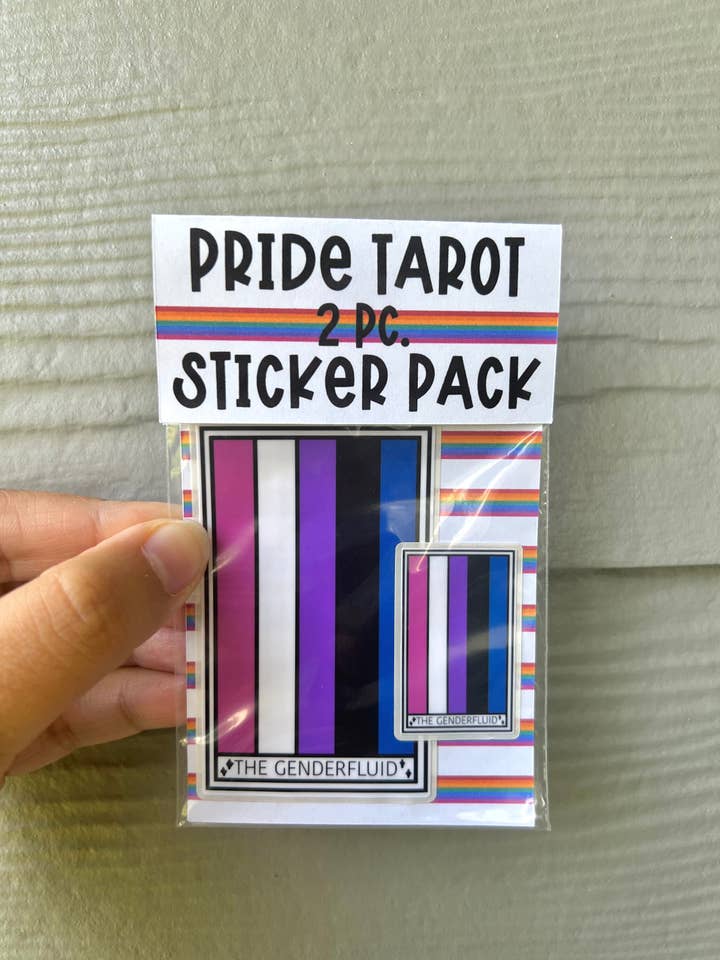 Genderfluid Pride & LGBTQIA+ Tarot Sticker Pack for wholesale by Crafted by Taryn, LLC