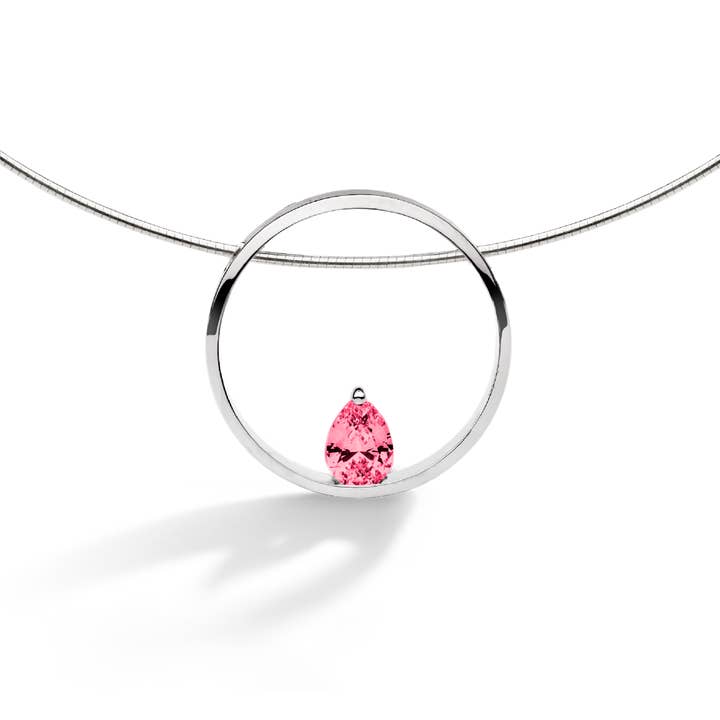 Colar de pinho prata/rosa por atacado de FJF JEWELLERY