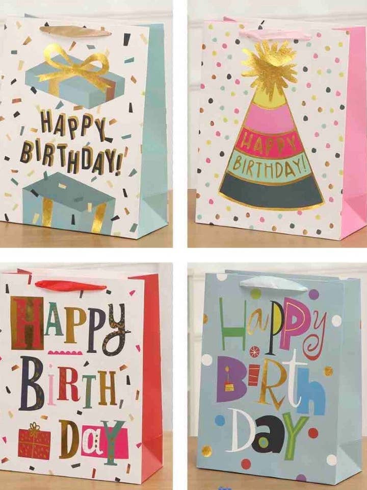 9" x 7" Happy Birthday Gift Bag Assortment for wholesale by Tremont Floral Supplies