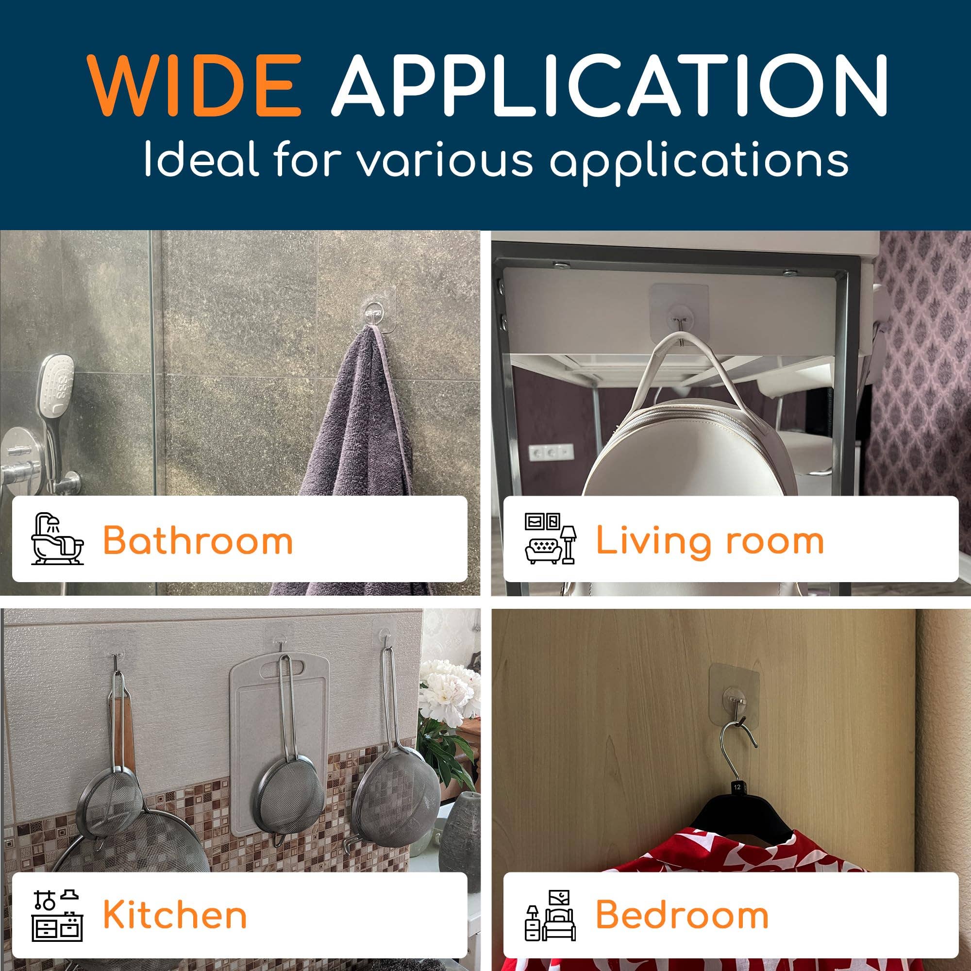 GLUIT - Wholesale Wall Hook - GLUIT Adhesive Hooks Heavy Duty 22 lbs Robe Towel Hooks Waterproof Adhesive Wall Hooks for Home Bathroom Kitchen Office and Outdoor19