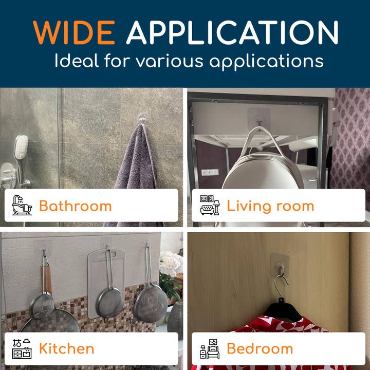 GLUIT - Wholesale Wall hook - GLUIT Adhesive Hooks Heavy Duty 22 lbs Robe Towel Hooks Waterproof Adhesive Wall Hooks for Home Bathroom Kitchen Office and Outdoor19