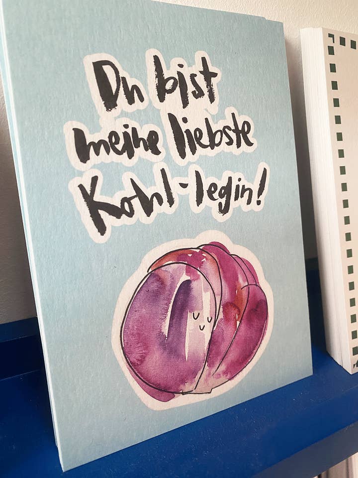 "Kæreste kål-leder" - Håndskrevet bogstavkort til kolleger for engroshandel hos brushmeetspaper