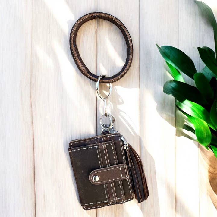 All leather wristlet for wholesale by Western Linens