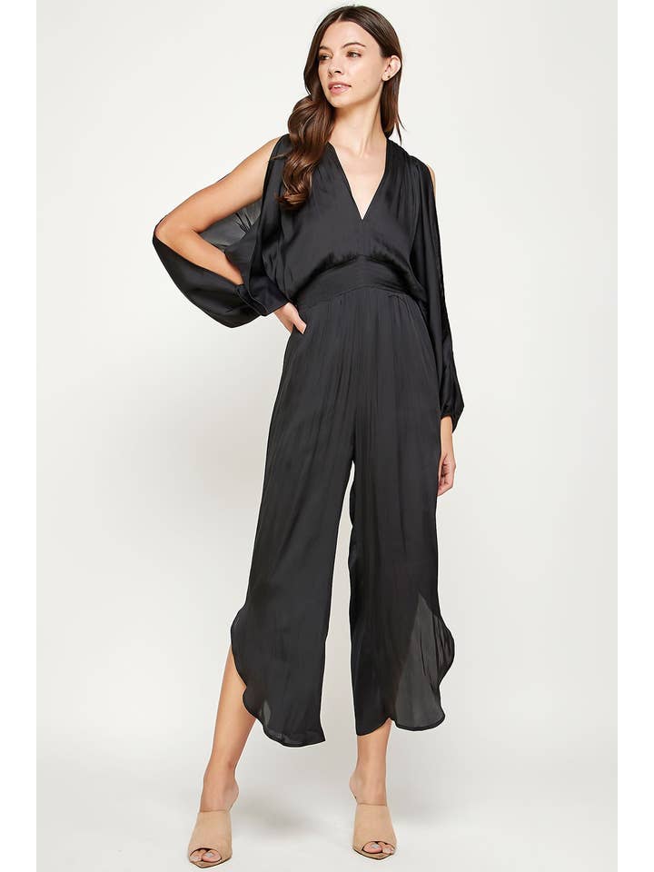 Strut & Bolt - Wholesale Jumpsuit - Women's - Berrack Shoulder Cut-out Smocked Waist Jumpsuit