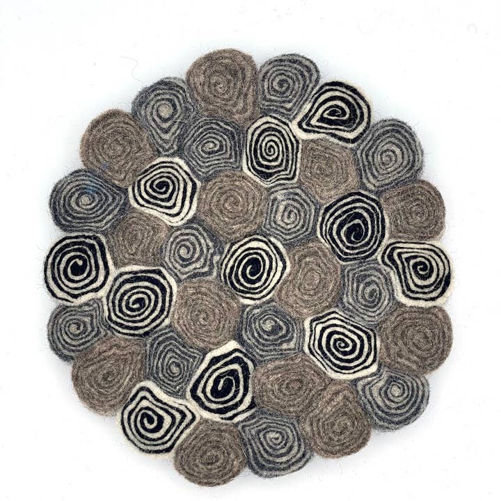 Women of the Cloud Forest - Wholesale Trivet - Neutral Felt Swirl Trivet
