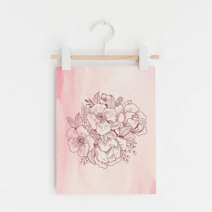 Watercolor Floral Hand Drawn Art Print for wholesale by Almost Local