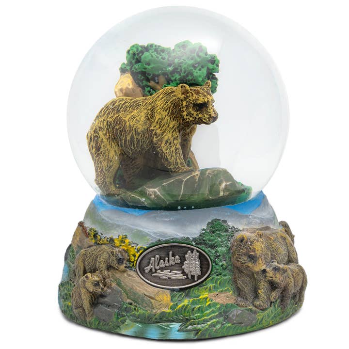 Animals Forever, Inc - Wholesale Snow Globe - Grizzly Bear 100mm Musical Snow Globe {Click Customize}