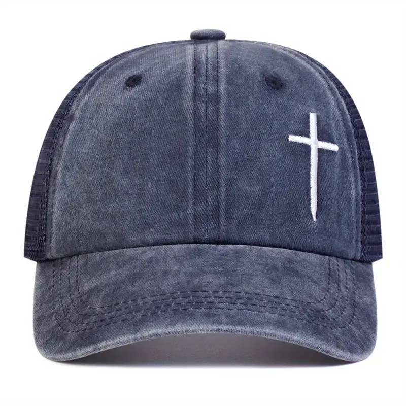 Syrrios Gifts LLC - Wholesale Trucker Hat - Unisex - Christian Cross Embroidered Trucker Hat Adjustable Mesh5
