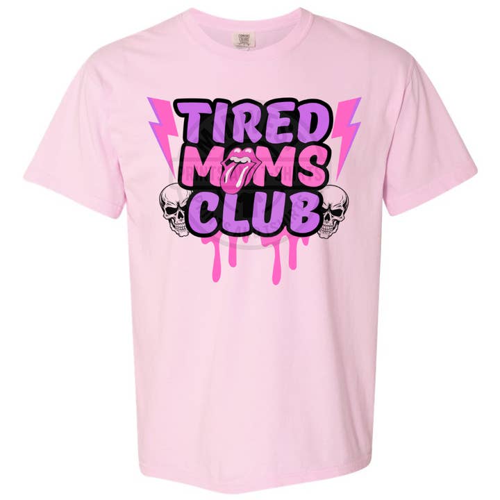 Tired Moms Club T-Shirt – Funny Pink Graphic Tee for Moms for wholesale by Midwest Prints