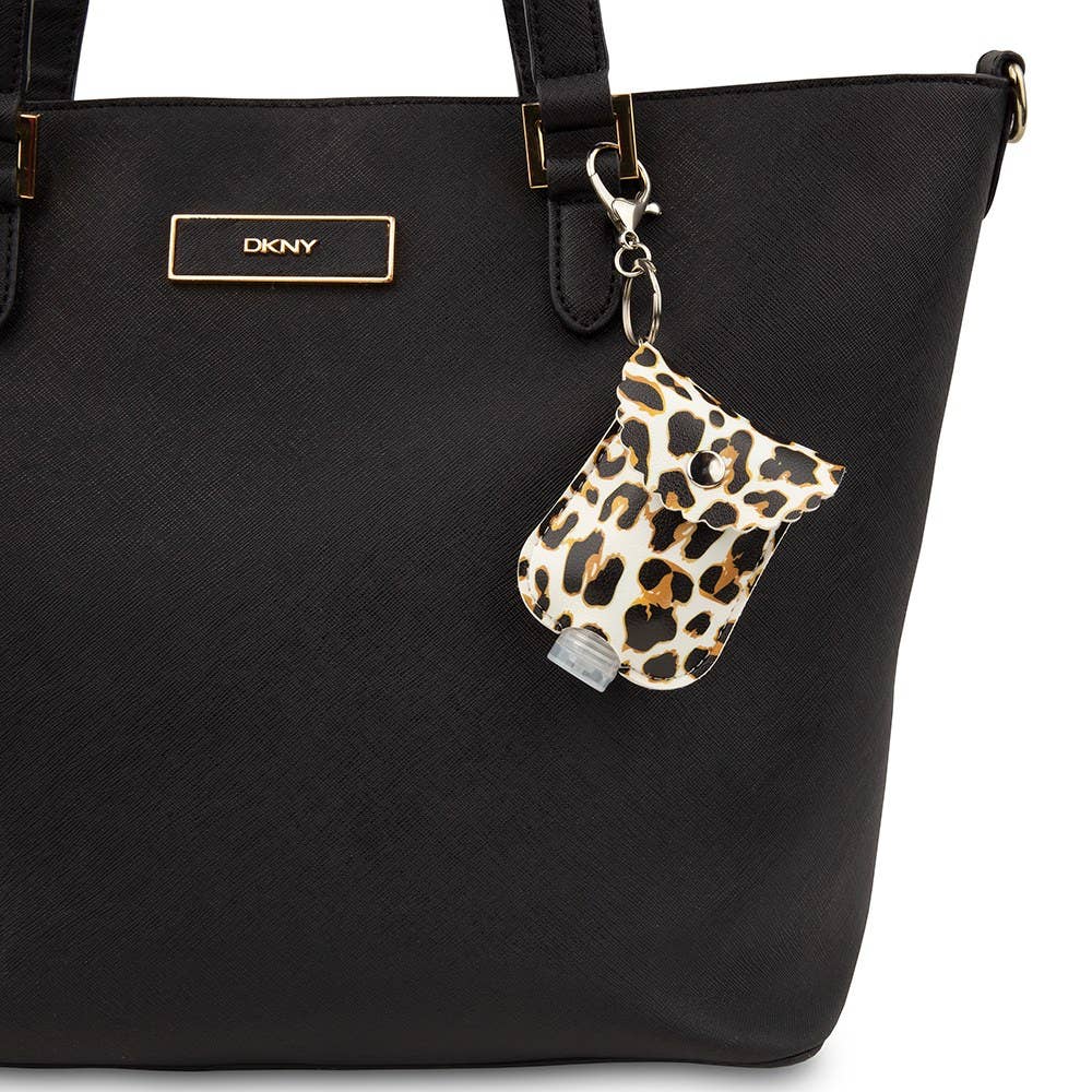 Weddingstar Inc. - Wholesale Keychain – Women's - Faux Leather Hand Sanitizer Holder Keychain - Leopard Print3