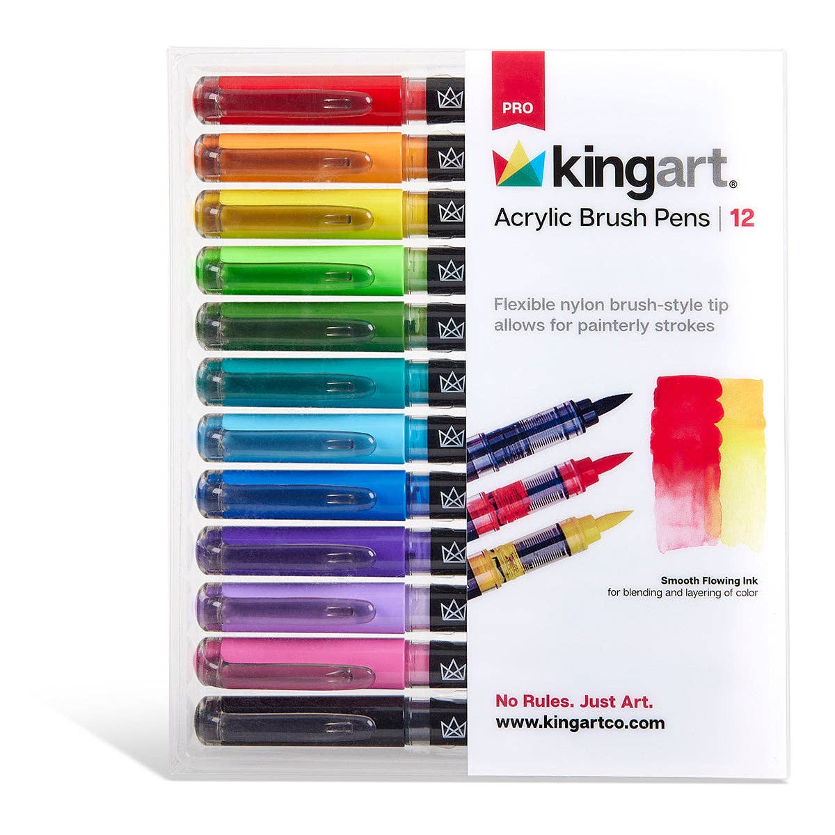 KINGART - Wholesale Marker - Acrylic Paint Brush Tip Pens - 12 Classic Colors10