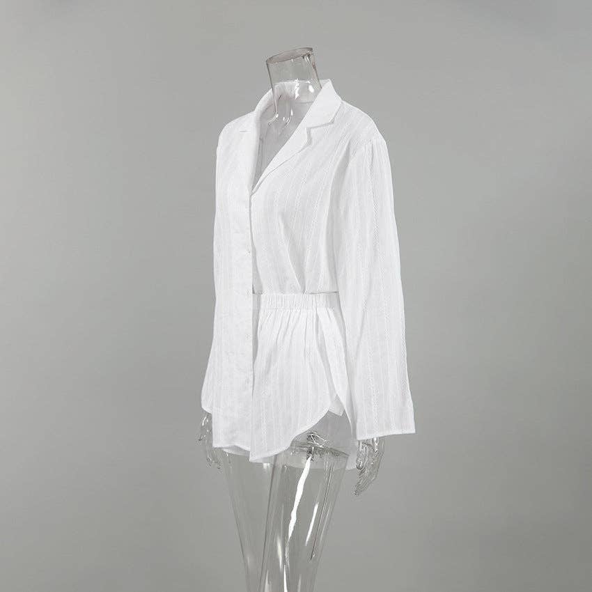 Dipped Shop – Engroshandel Pyjamasæt - Dame – Stribet Jacquard Blødt Nattøjssæt DPS22394