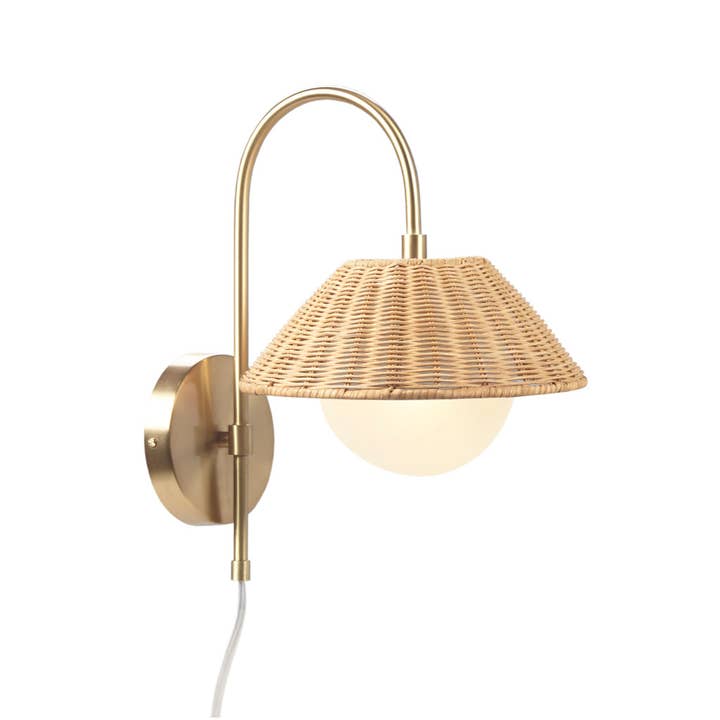 Olliix - Wholesale Sconce - Rattan Weave Gold Plug-in Wall Scone Light3