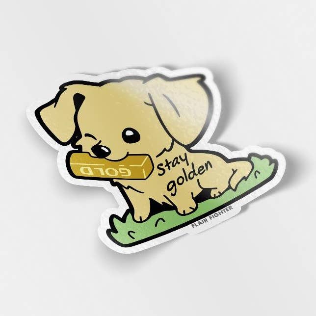 Sticker vinyle « Stay Golden » Golden Retriever, fête des pères pour la vente par Flair Fighter