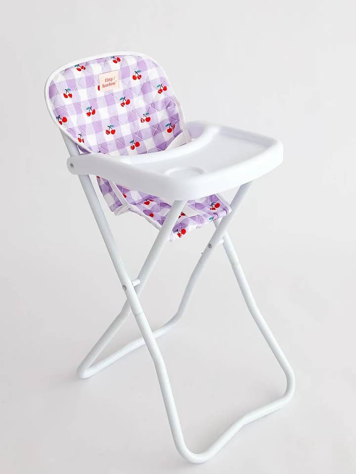 Doll High Chair - Cherry Gingham - Tiny Harlow for wholesale by Shine on me Distribution