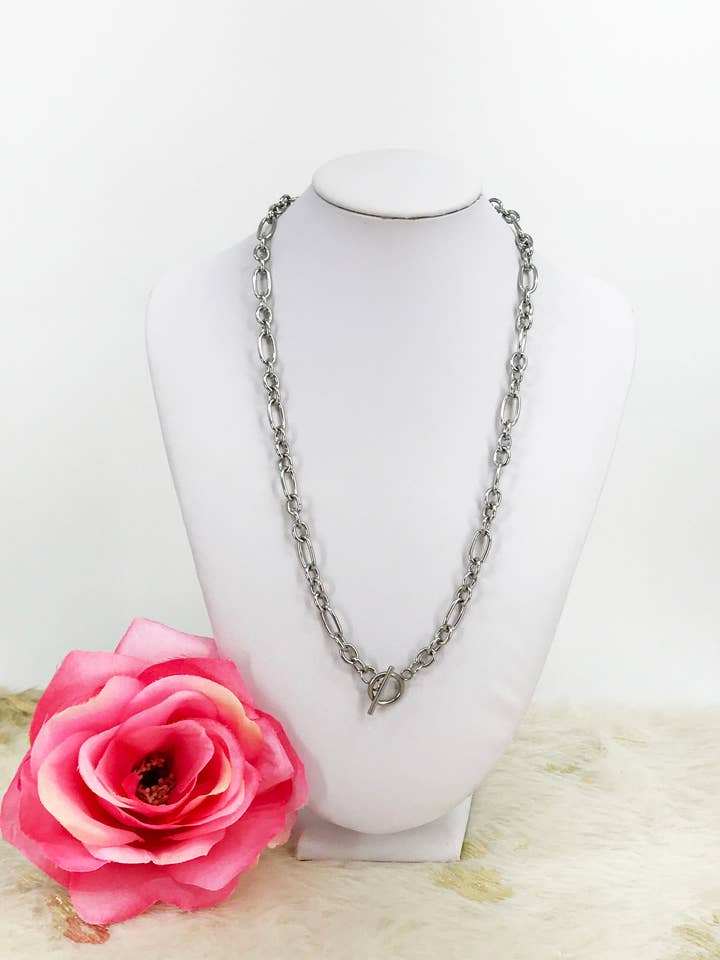 Stainless Steel Figaro Chain Necklace - N771 for wholesale by Magnolia & Peach Jewelry Boutique, LLC