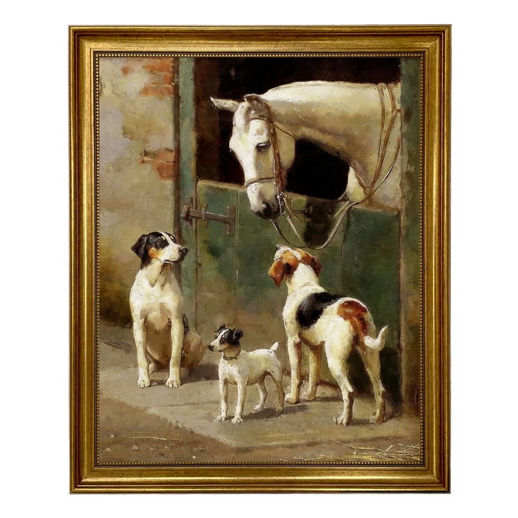 Madison Bay Co. - Historical Home Decor Reproductions - Wholesale Art Print - Dog and Horse at Stable Vintage Painting Print on Canvas14