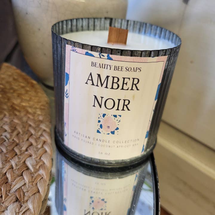 Rustic Woodwick Tin Candles 10oz for wholesale by Beauty Bee Soaps