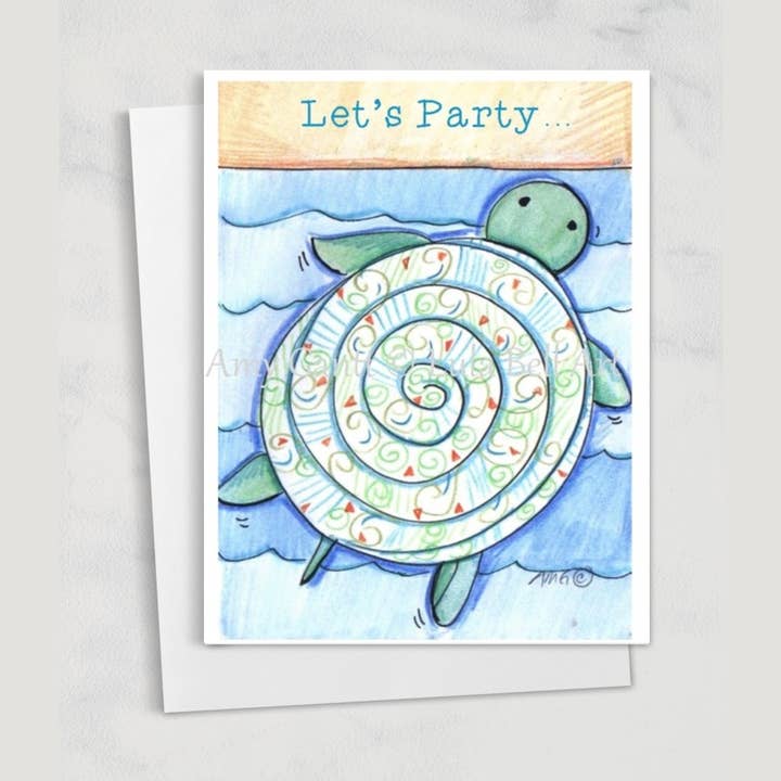 Birthday - Beach Turtle Greeting Card for wholesale by Lula Bell Cards and Gifts