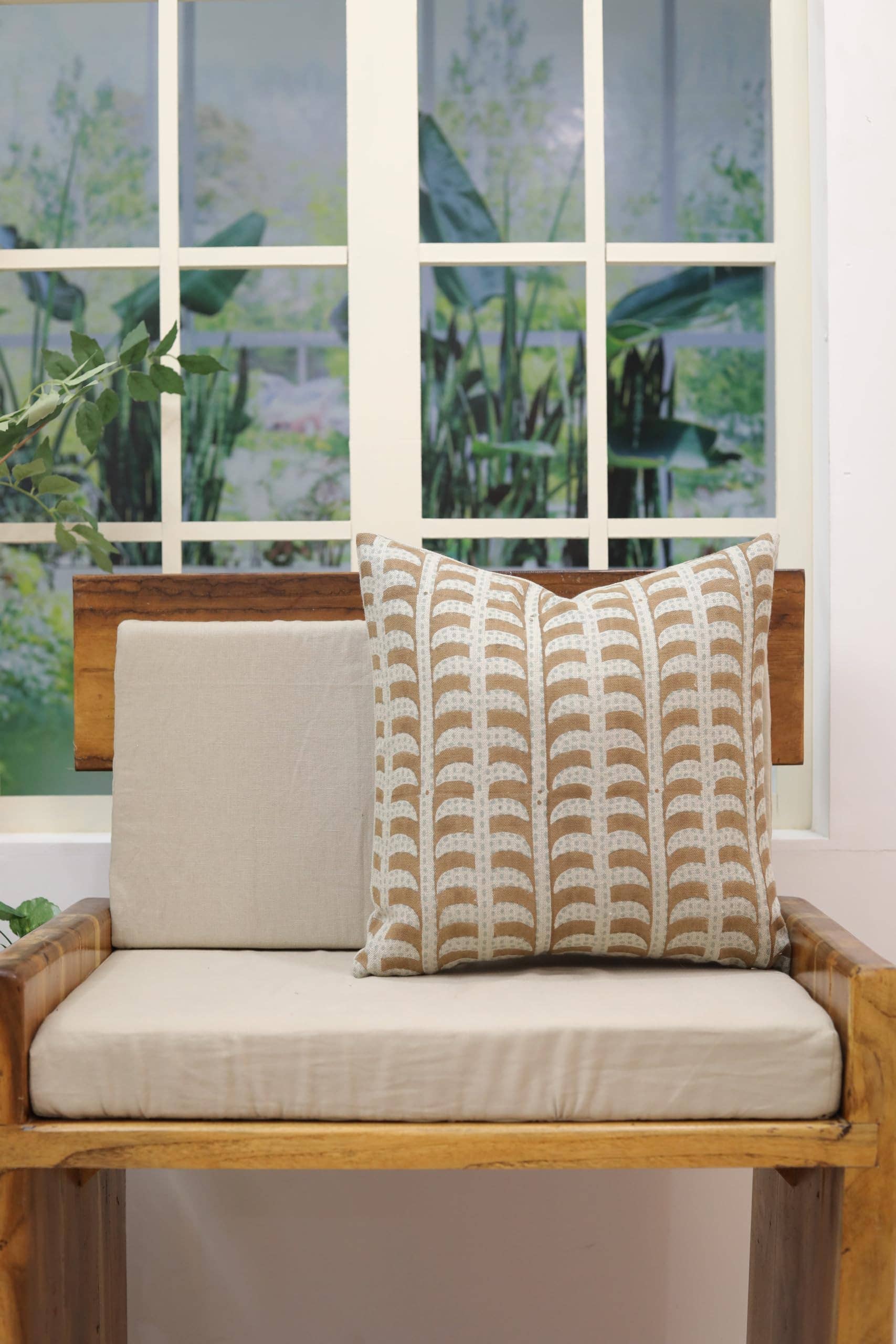 Fabdivine – wholesale Throw pillow cover – Boho Block Print Thick Linen Cushion Cover - Garud4