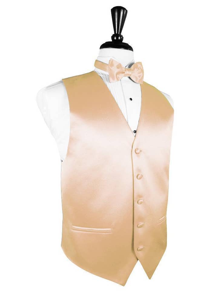 Peach Luxury Satin Tuxedo Vest for wholesale by Cardi International