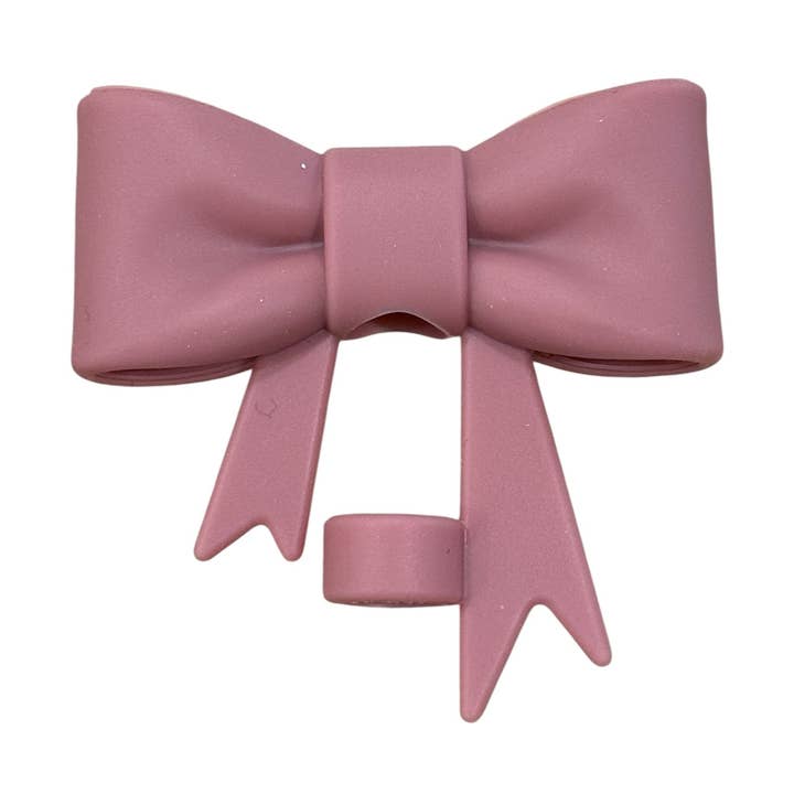 Antique Pink Matte Large Bow - Silicone Straw Topper 10mm for wholesale by Olive Lane Accessories