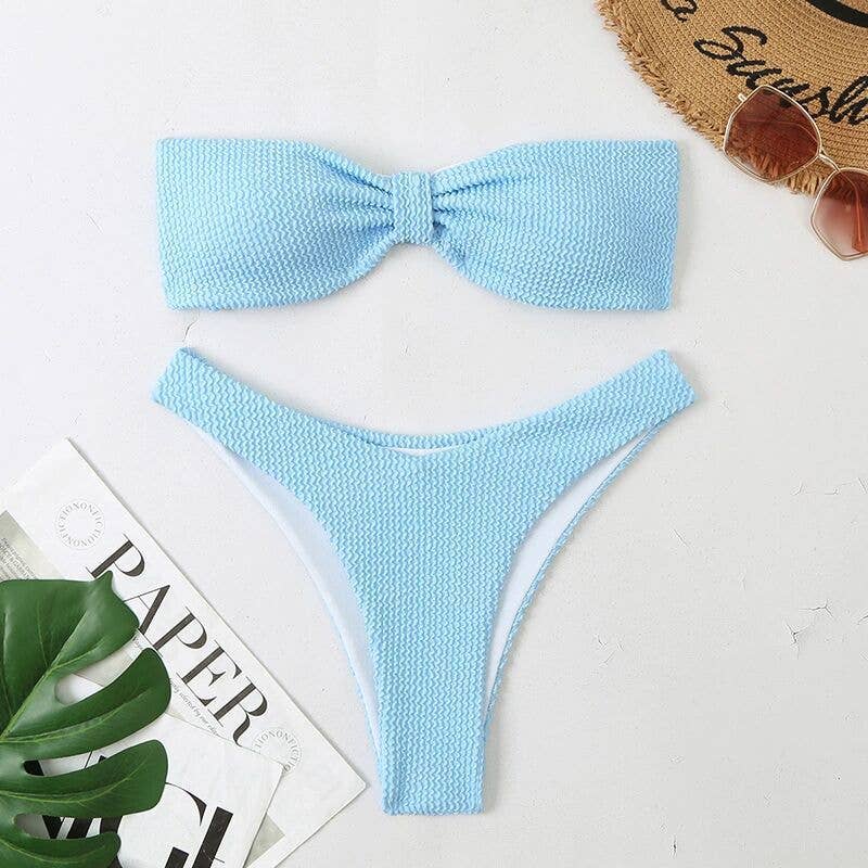 Sweetkama - Wholesale Two Piece Swimsuit - Women's - 2 Piece Solid Color Back Tie Swimsuit2