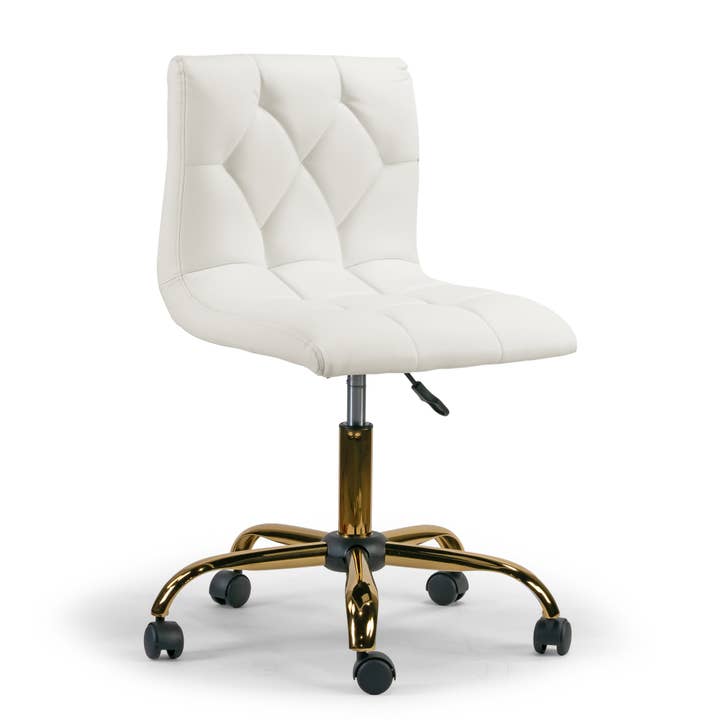 Glamour Home - Wholesale Chair - Aman Cream Upholstered Swivel Office Chair with Golden Frame