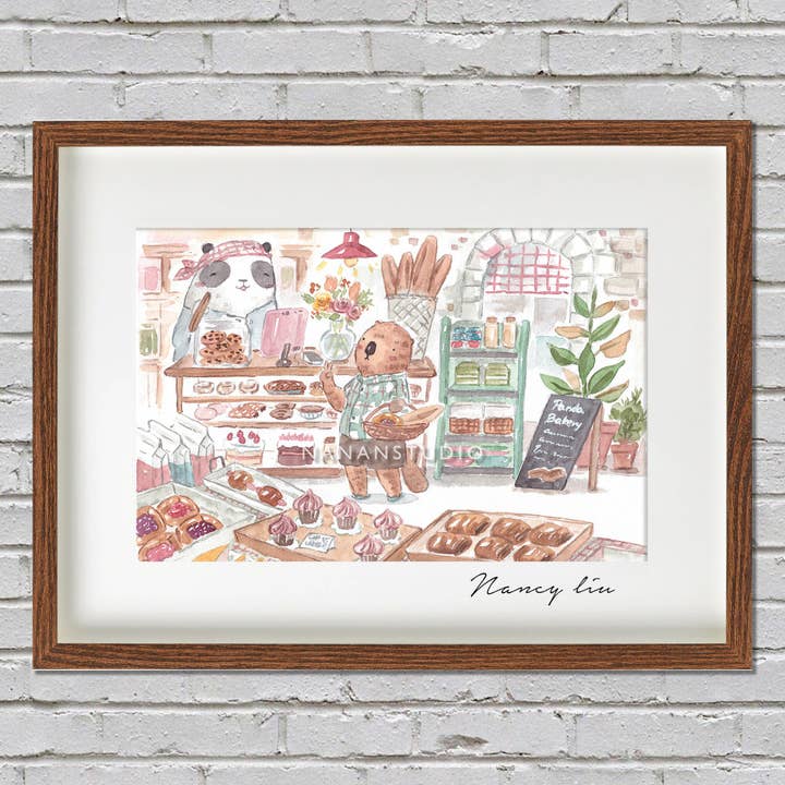 Panda Bakery | Art Print for wholesale by NananStudio