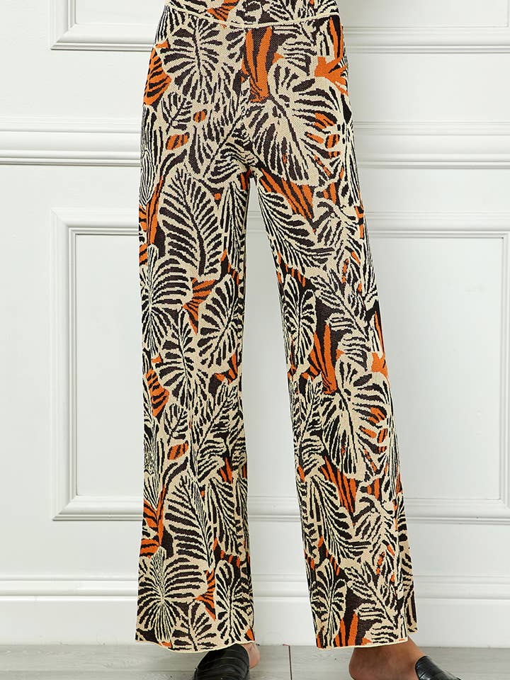 P7291 Blad Jacquard Wijde Broek voor wholesale door See and Be Seen