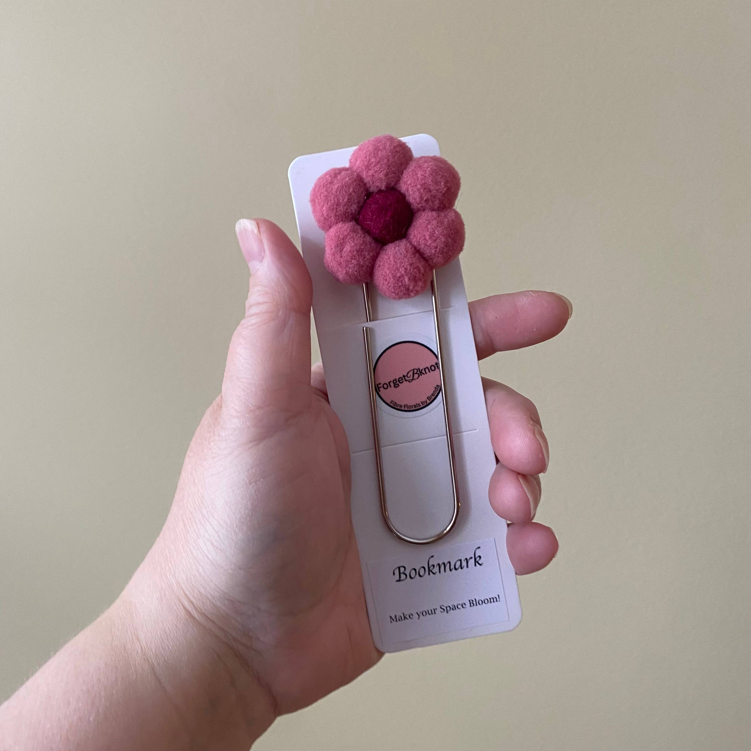 ForgetBKnot - Wholesale Bookmark - Flower Bookmark/ Oversized Paper Clip/ Pompom & Felt Flower 1