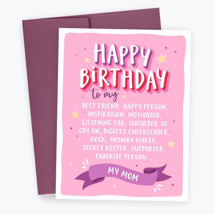 Birthday Card to Mom Family Card, Greeting Card to Her for wholesale by Kreate Paper Co.