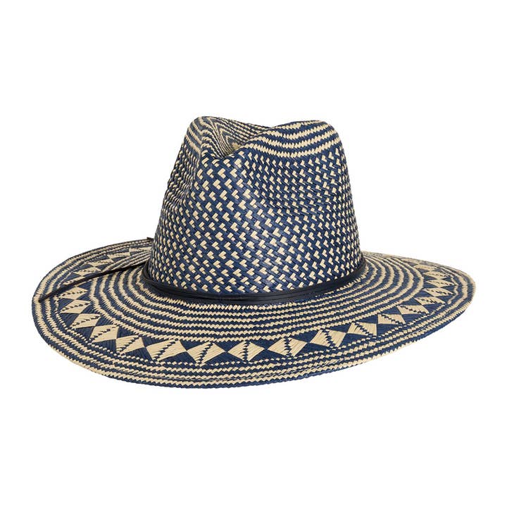 American Hat Makers - Vente Chapeau de paille – femme - Chapeau de soleil en paille style safari bicolore - modèle Eppie12