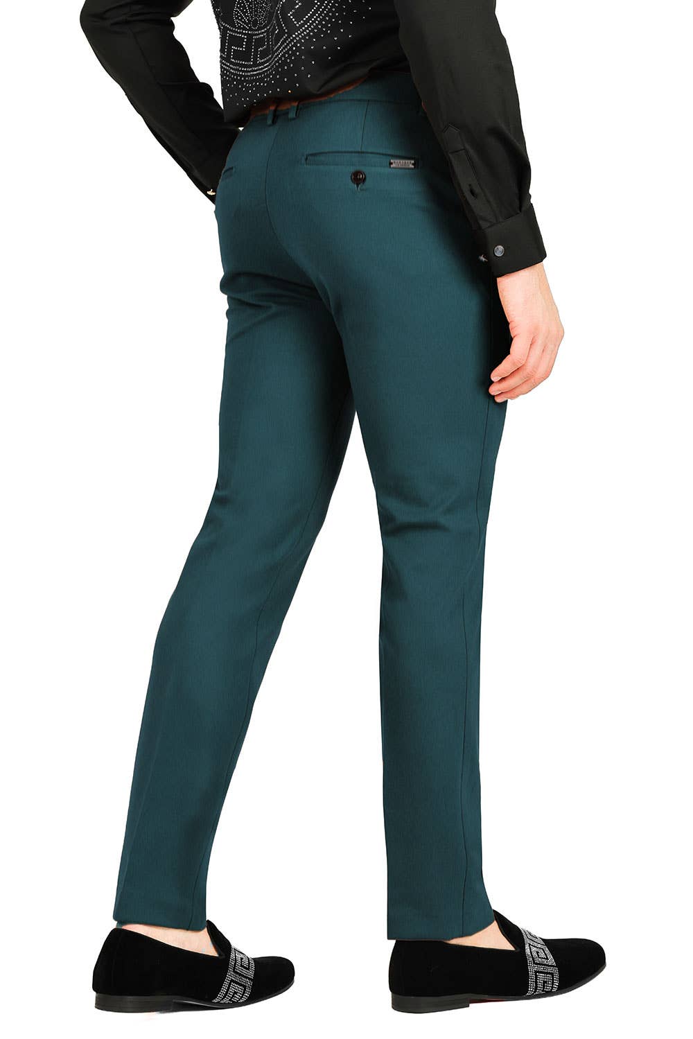 Sarcelle Pantalon de ville mat de couleur unie pour hommes 2CPR6 en vente sur Faire1
